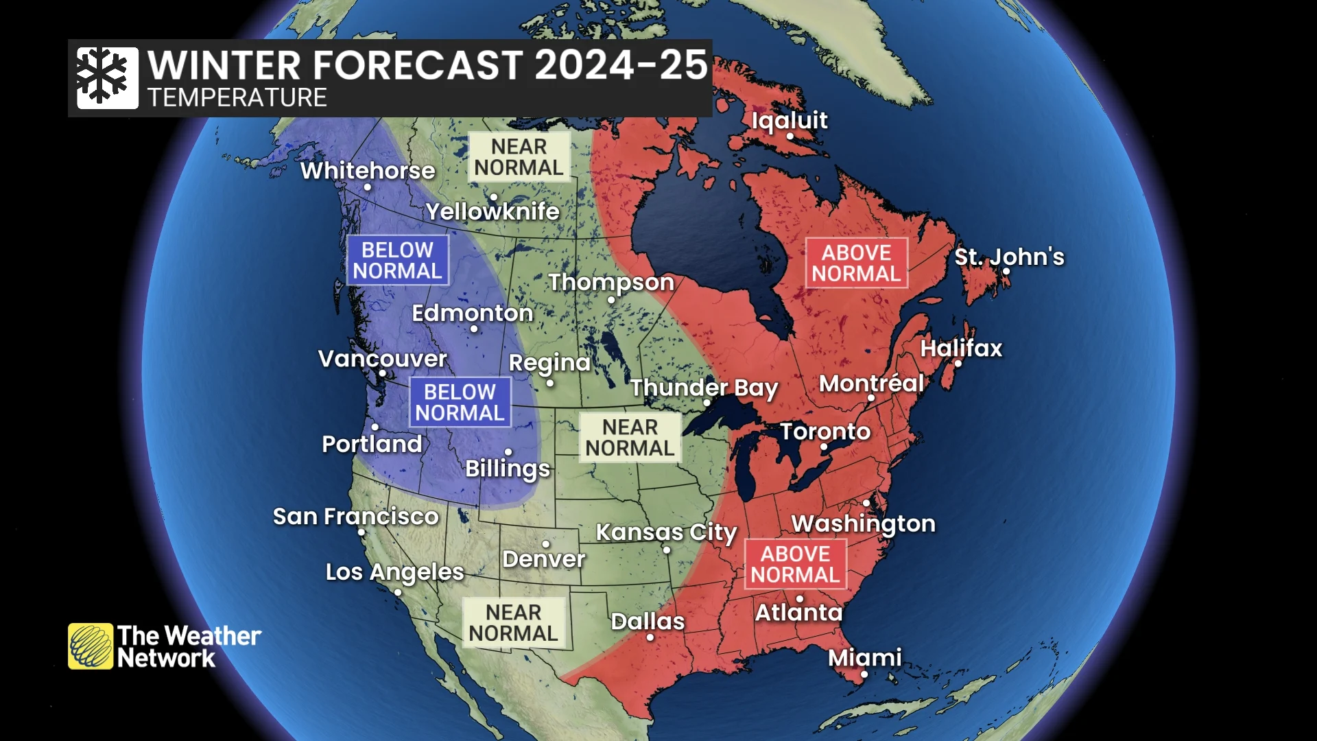 North America Temperature Winter 2024-2025