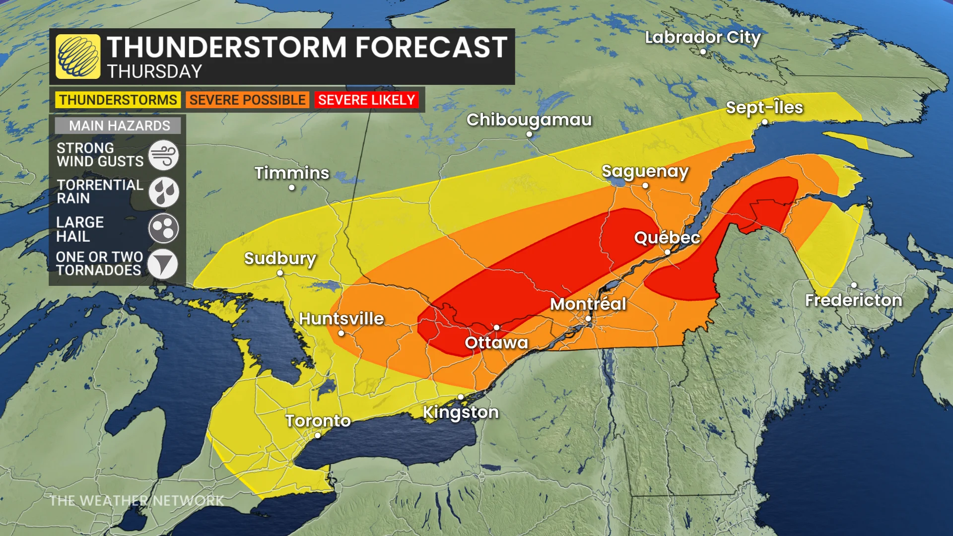 Baron - Ontario Quebec New Brunswick storm risk - July17