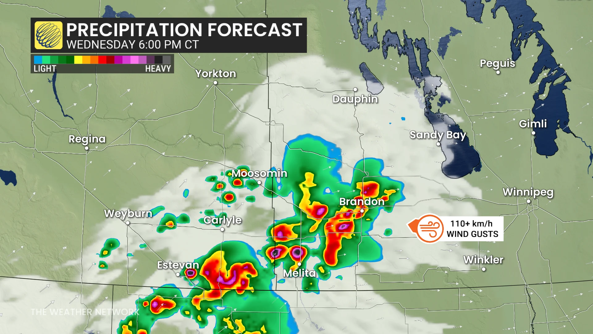 Prairies precipitation timing Wednesday evening