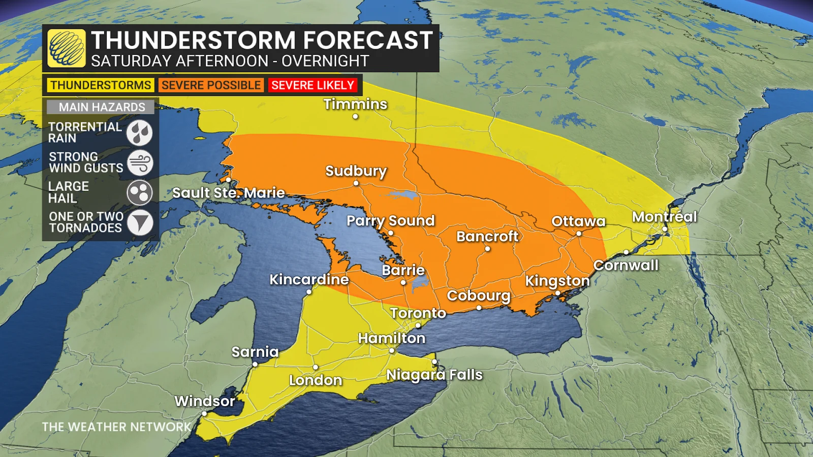 Ontario thunderstorm forecast Saturday