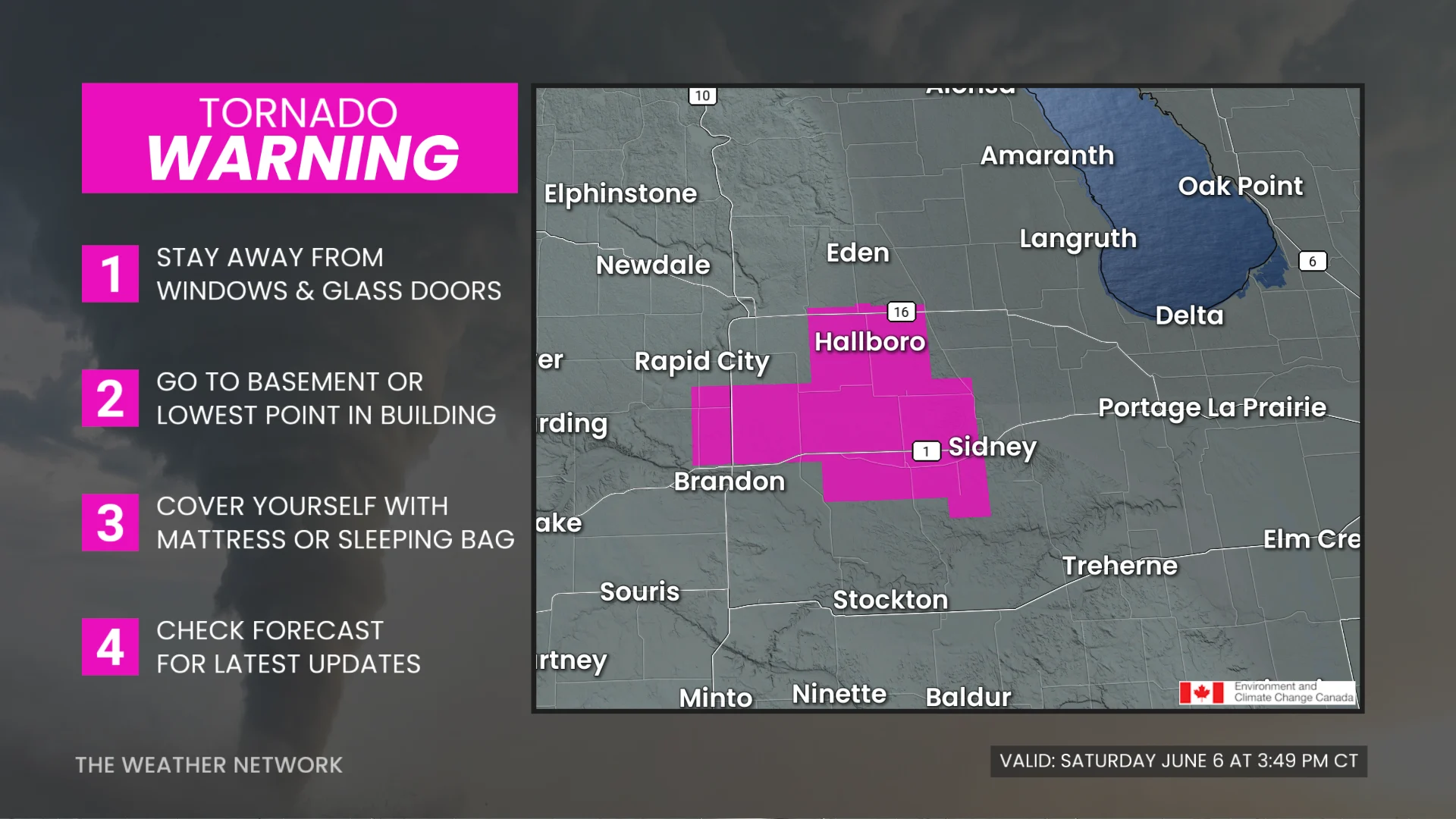 Tornado Warning Manitoba June 6 2026