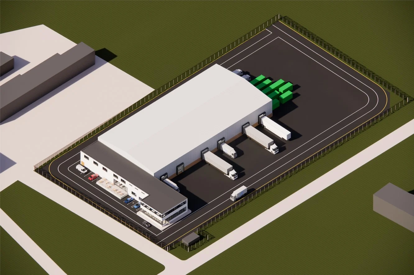 A rendering of what the preparedness hub would look like from an aerial view. (World Food Programme)