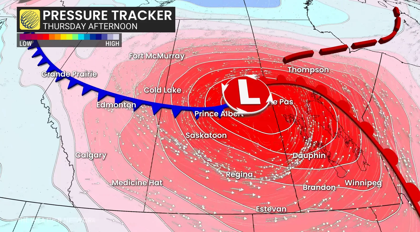 Prairies pressure tracker Thursday afternoon