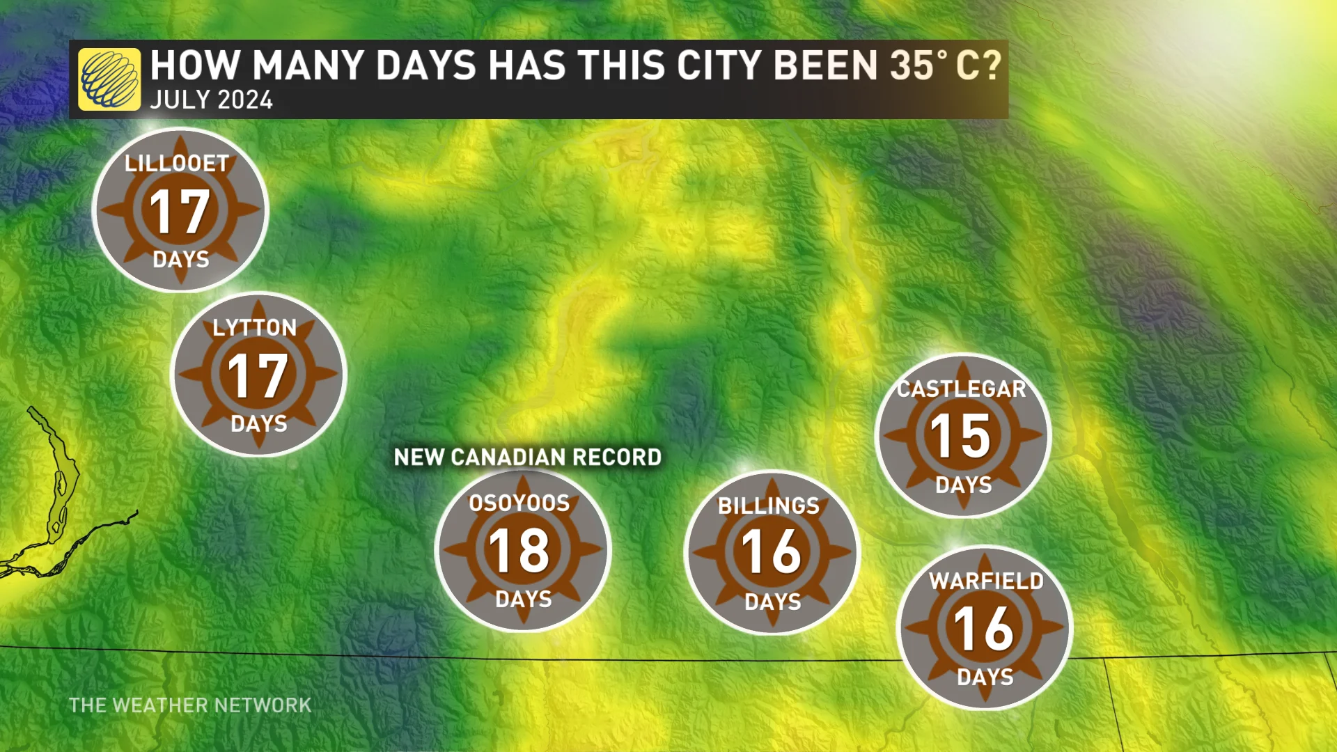 B.C. July 2024 days above 35°C