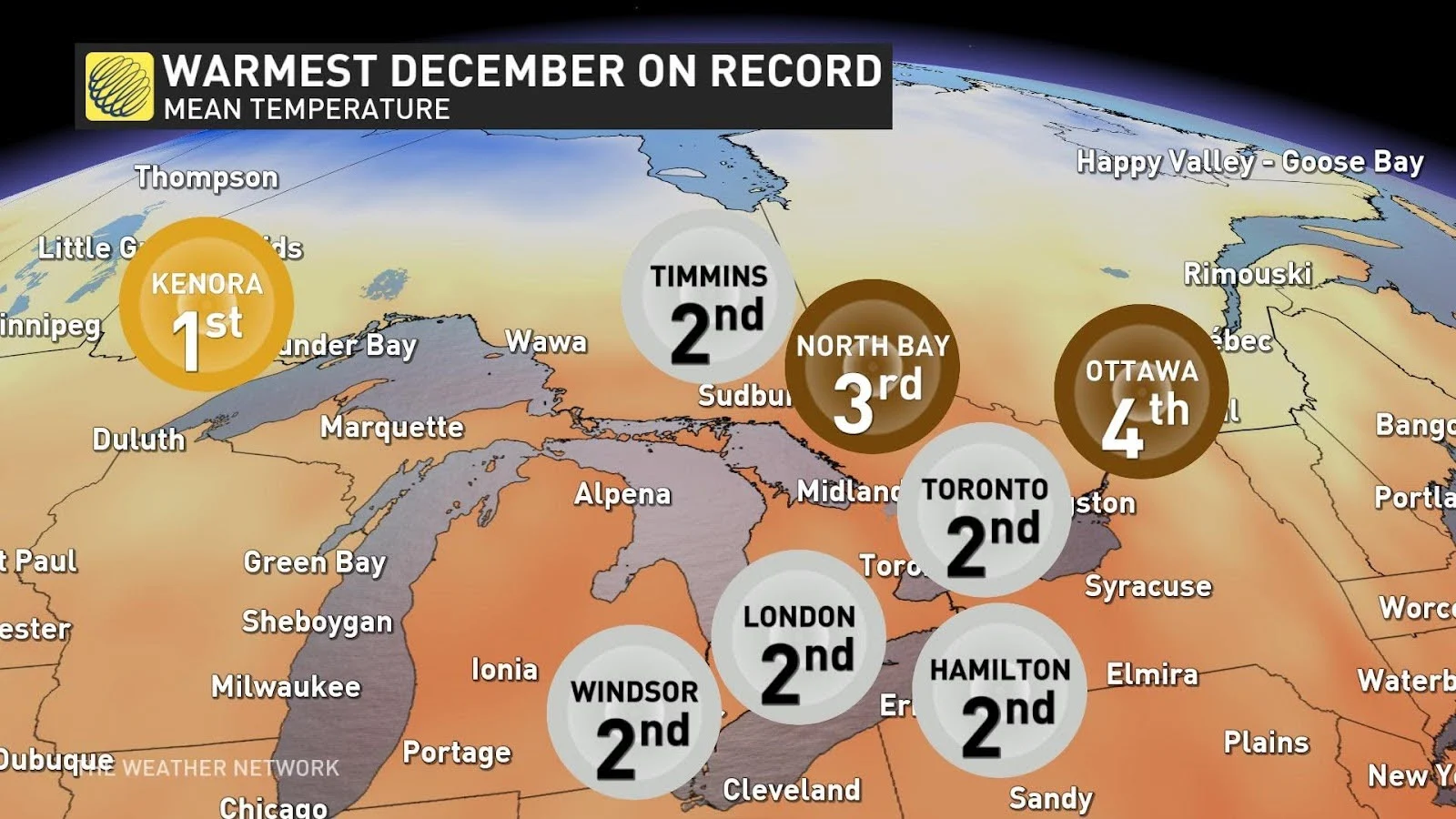ON warmest Dec on record