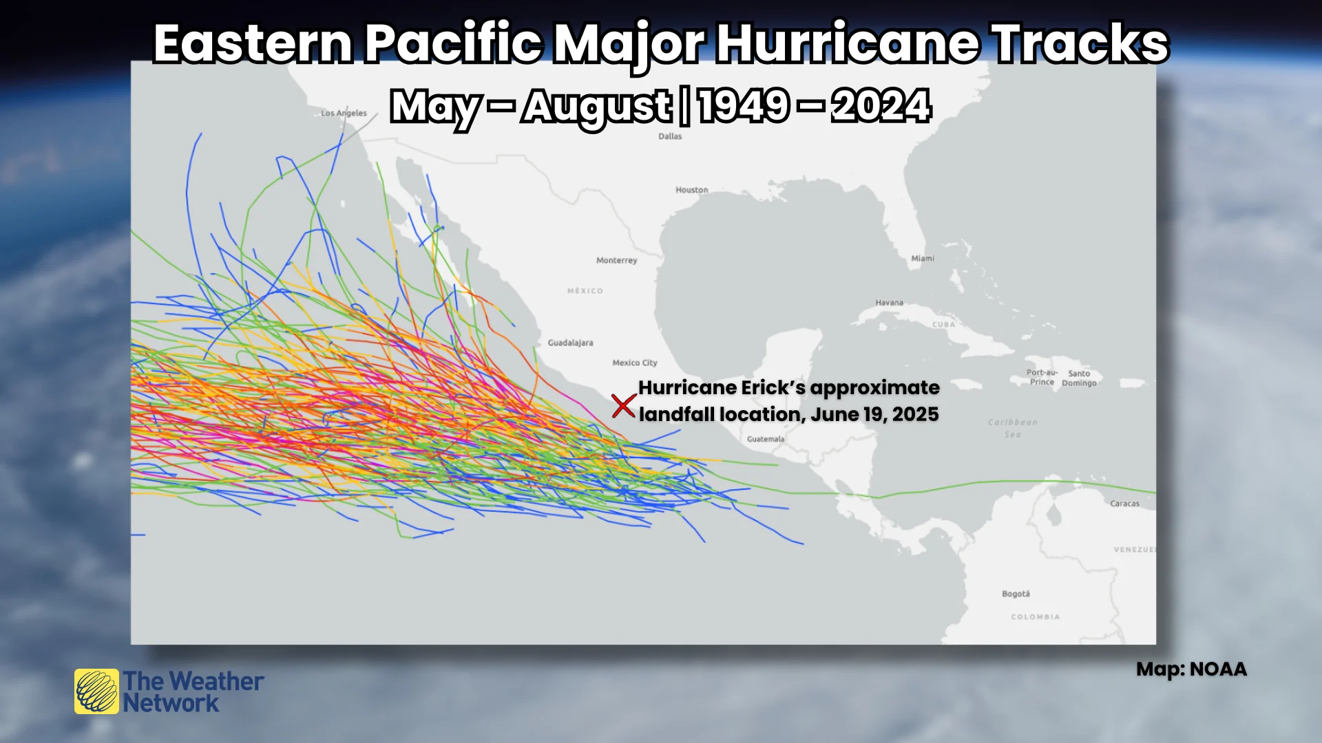 Eastern Pacific Hurricane Erick Landfall Location