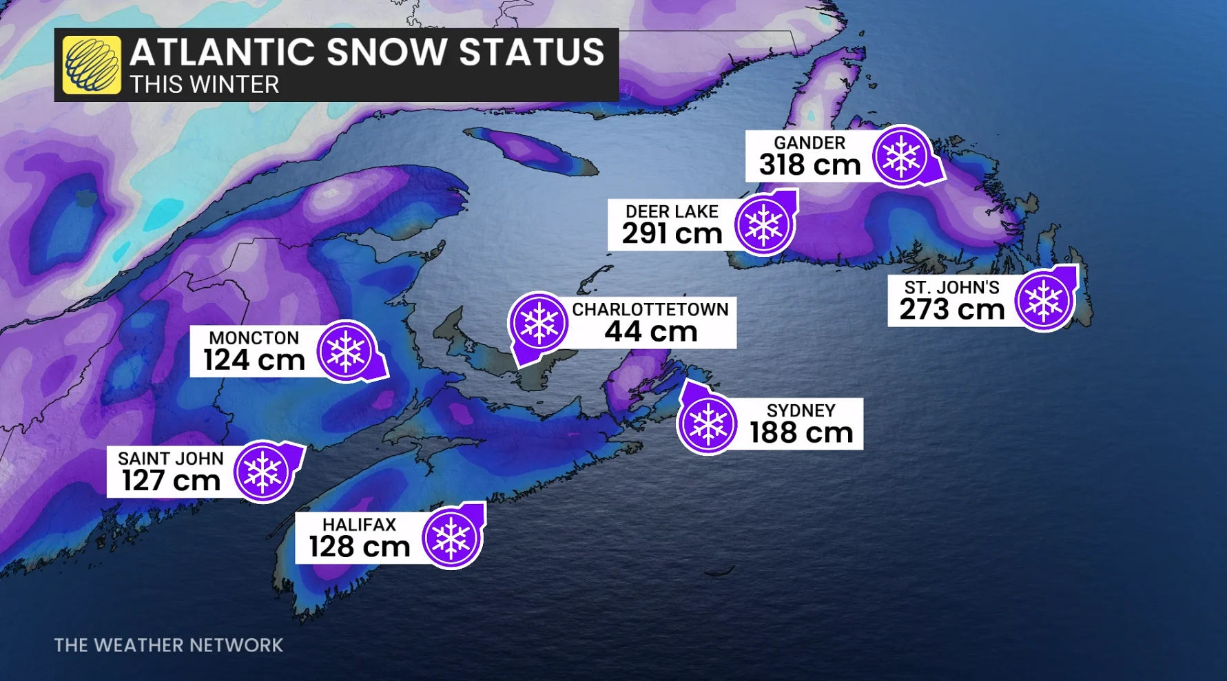 Atlantic Canada snow status this winter