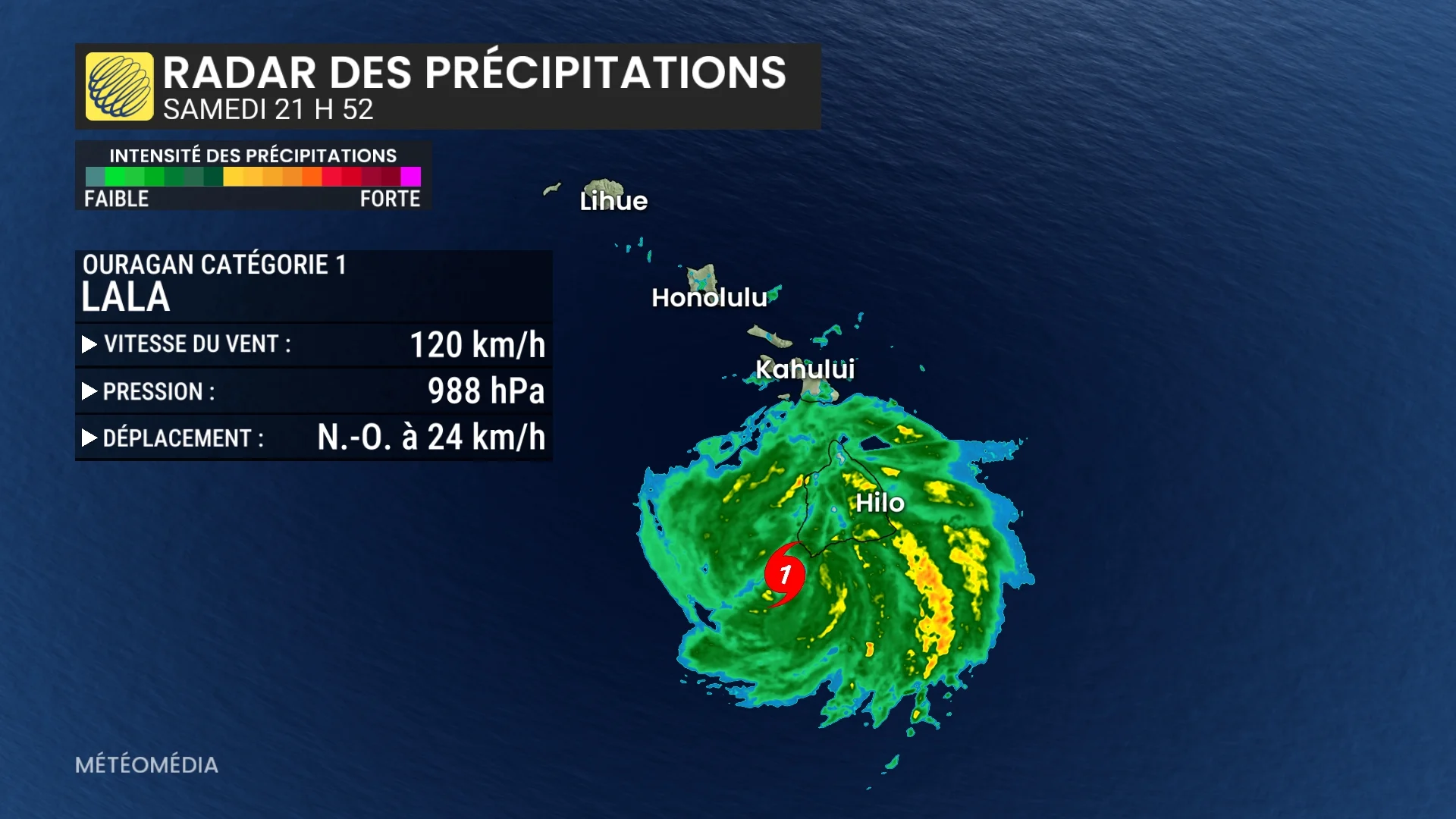 L’Ouragan Lala frôle la Grande Île d'Hawaï