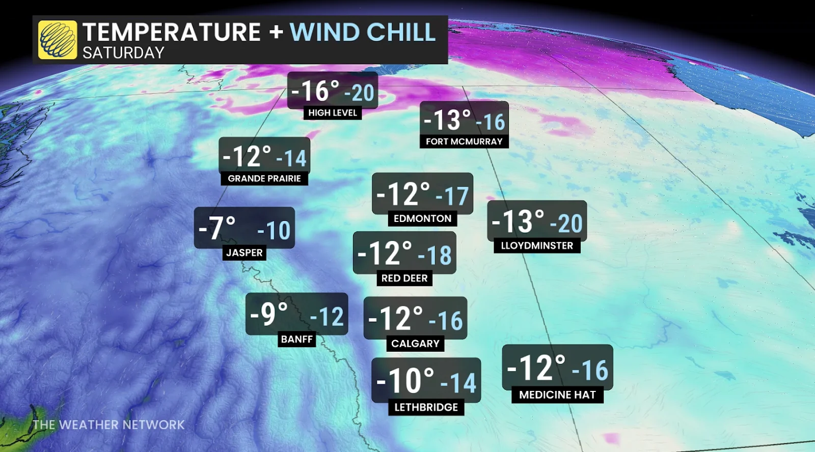 Alberta Saturday forecast temperatures and wind chill - Nov. 27, 2025