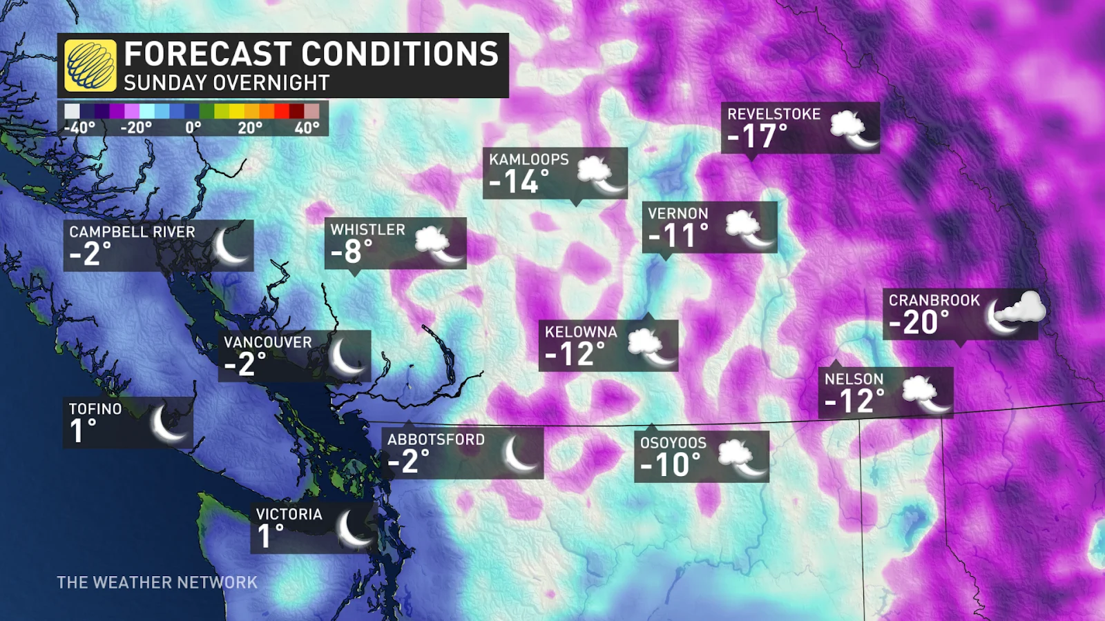 B.C. forecast conditions Sunday Jan 17