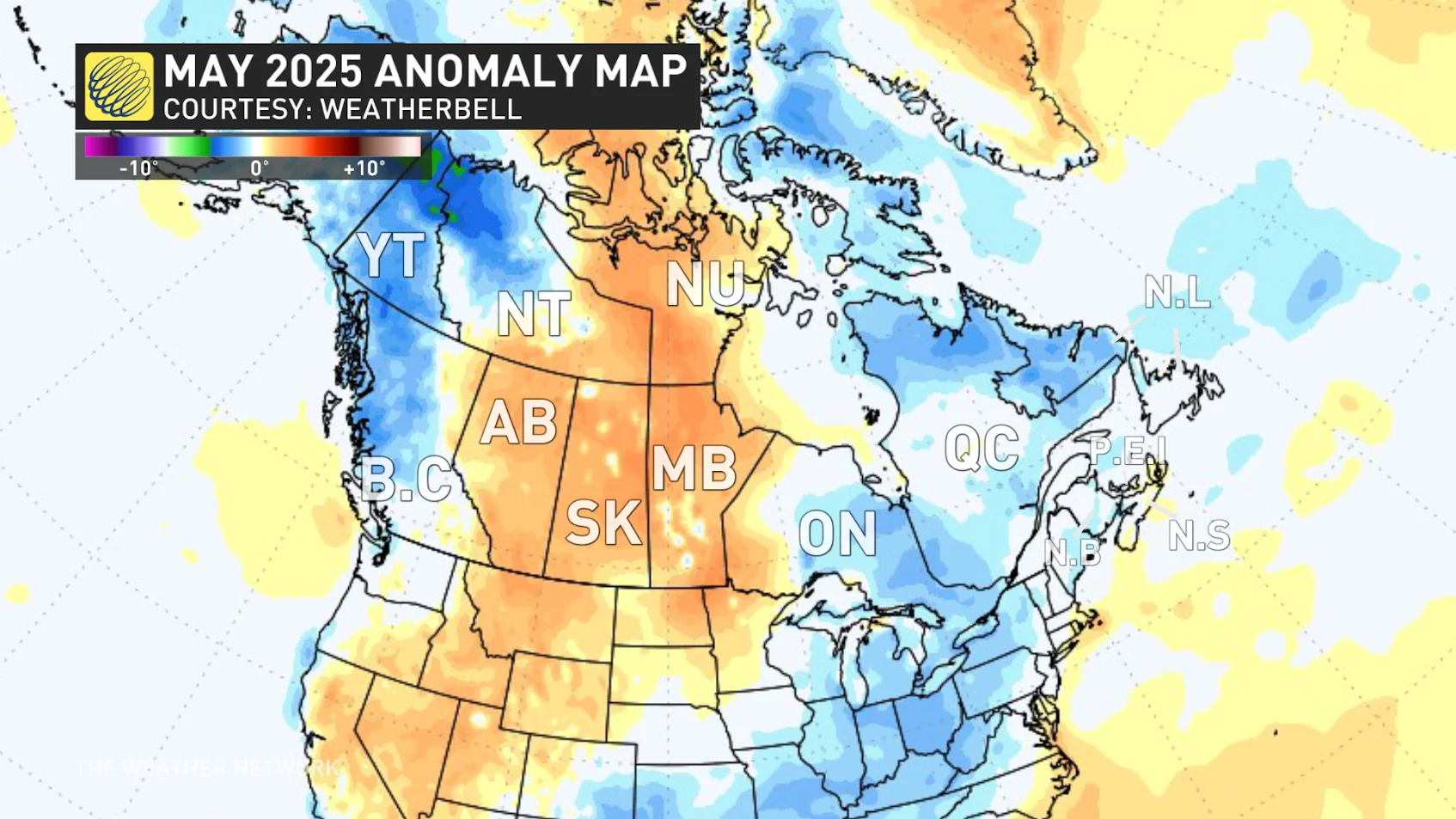 May 2025 Canada anomaly map