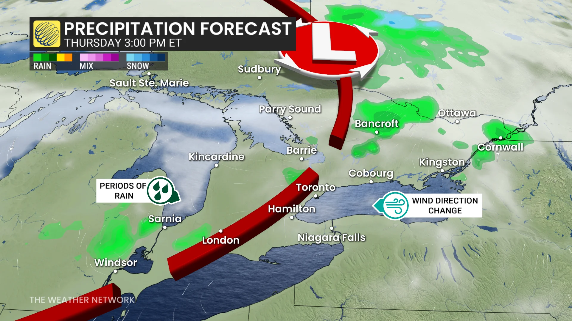 Baron - Ontario Thursday precipitation - April 22