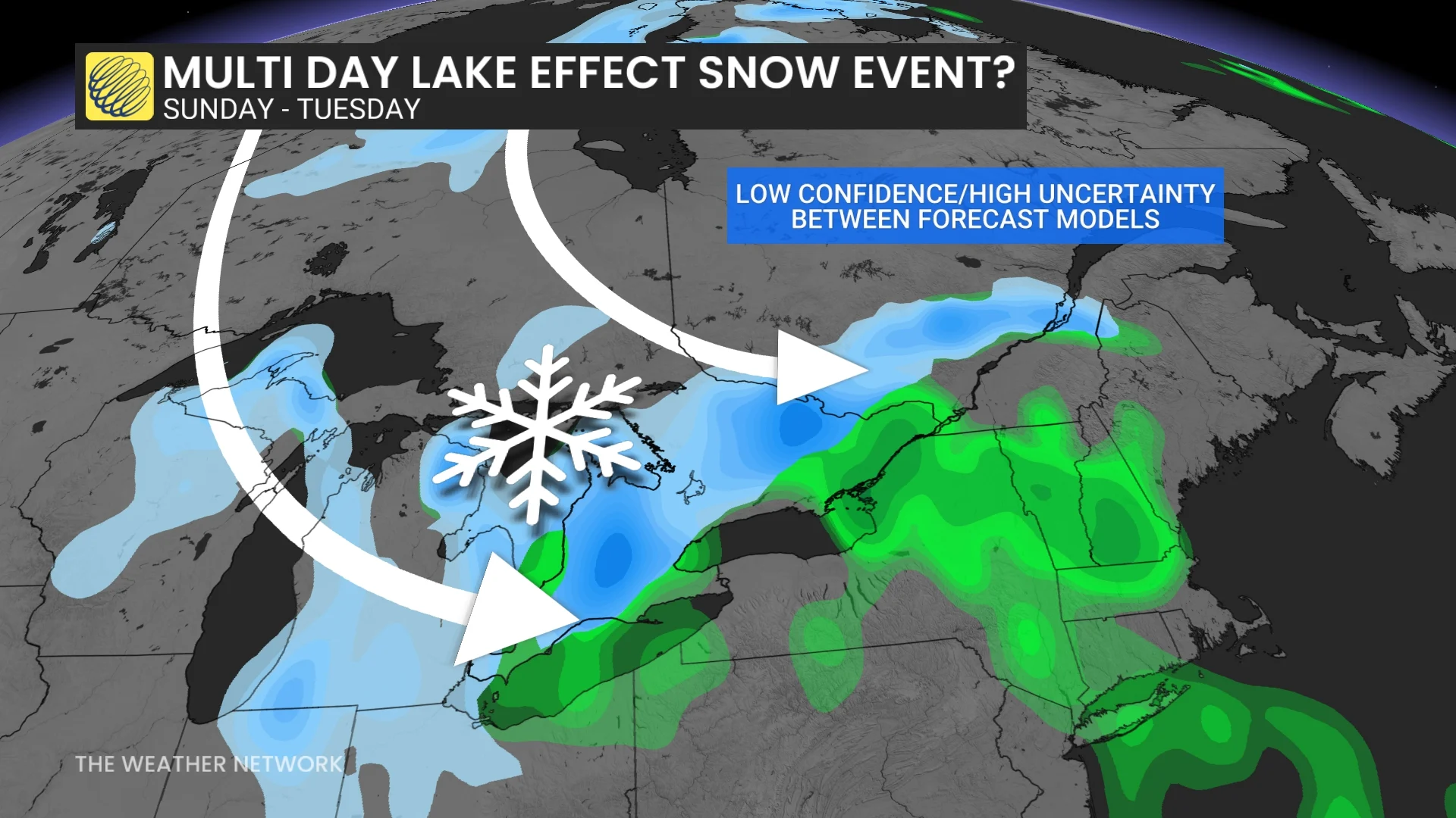 Potential for multi-day lake-effect snowfall Ontario