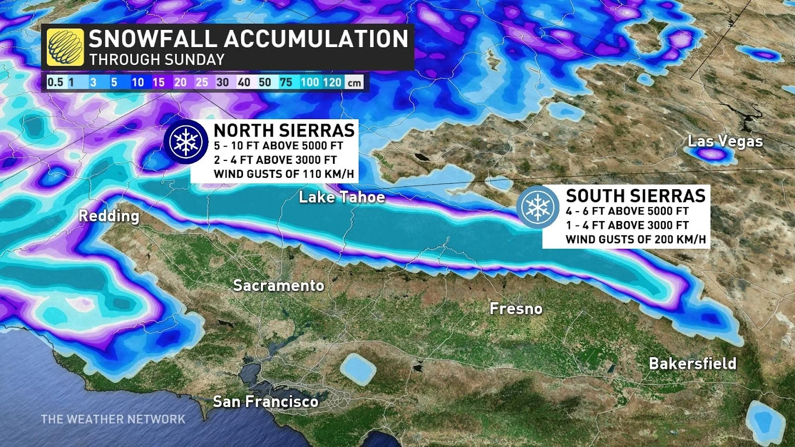California snowfall totals