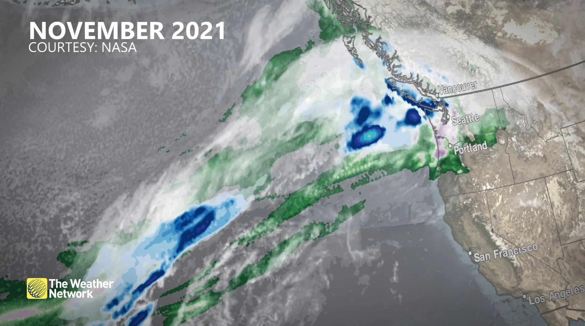 November 2021 satellite imagery of B.C. atmospheric river/NASA