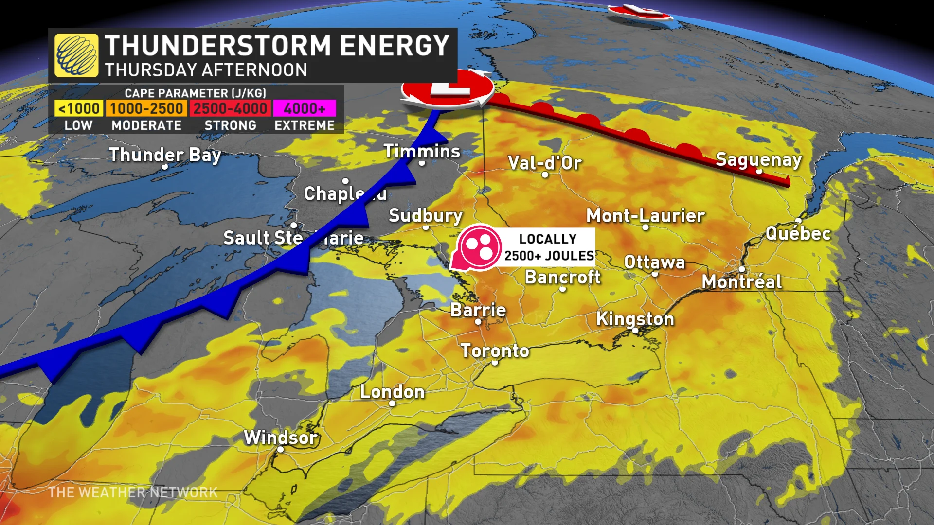 Baron - Thunderstorm energy Thursday afternoon southern Ontario - June12