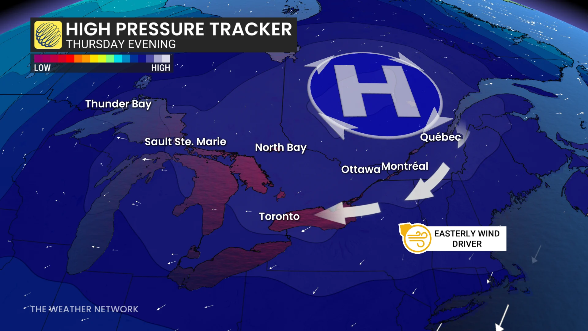 High-pressure tracker Thursday Ontario
