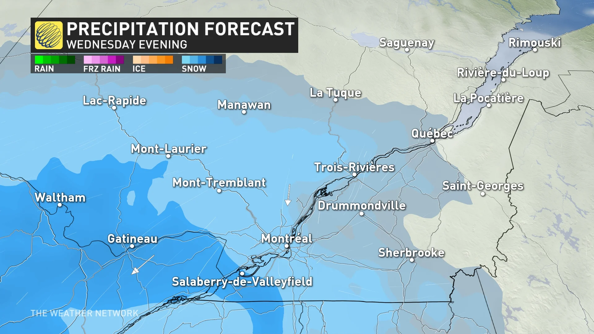 Baron - Quebec precipitation Wednesday evening - Feb11
