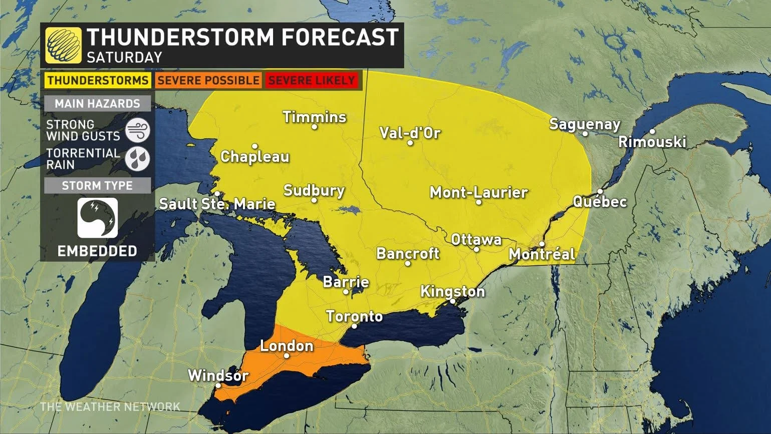 Ontario storm risk Saturday