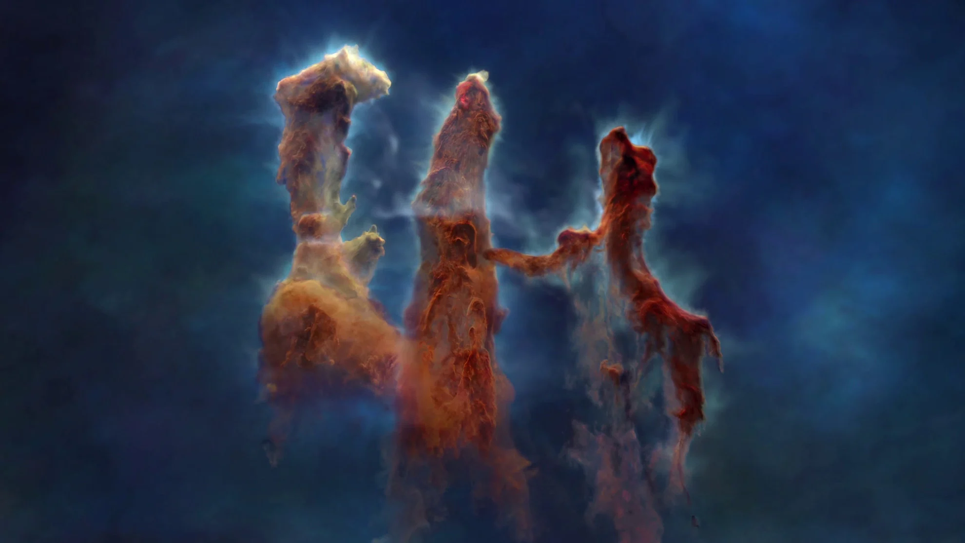 Spectacular new "3D" Pillars of Creation merges Hubble and Webb views