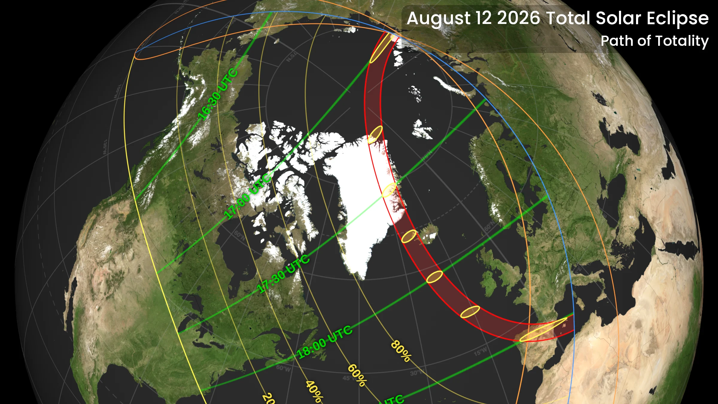 Aug 12 solar eclipse - totality map - NASA