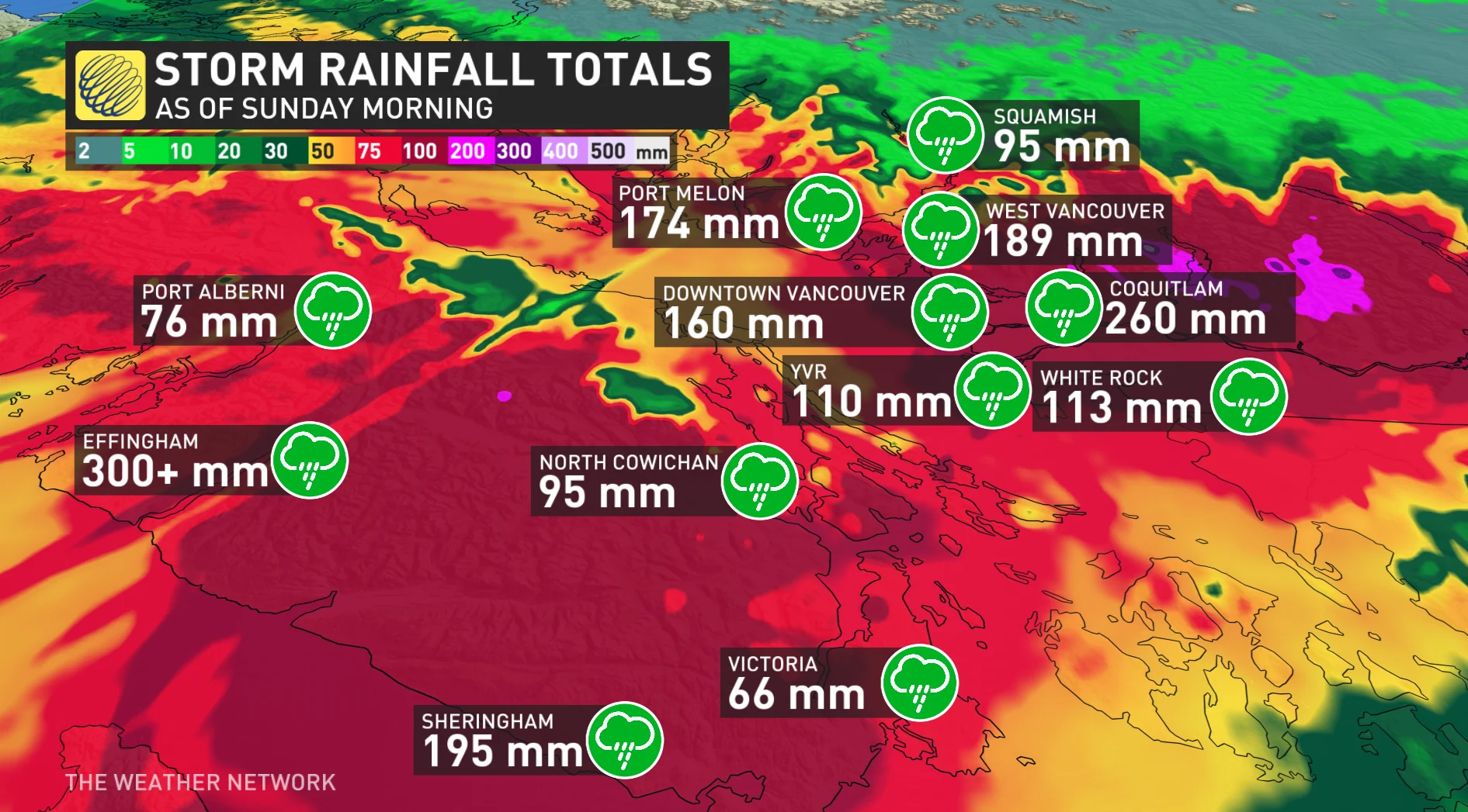 B.C. rainfall totals as of Sunday morning_Oct. 20