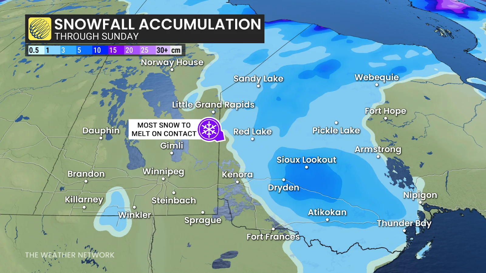Manitoba, NWO forecast long weekend snow totals - May 16, 2025