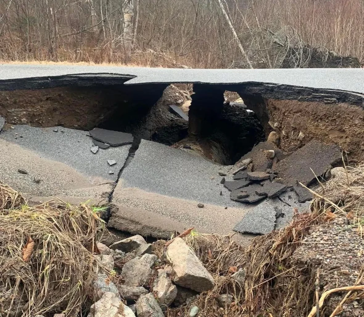 (CBC) Washed out road New Brunswick March 24 2024