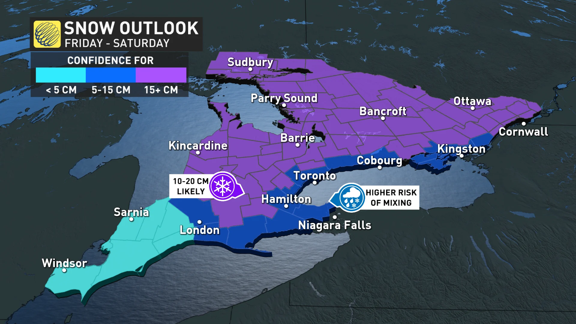 Ontario categorized snow outlook Jan 10 2024