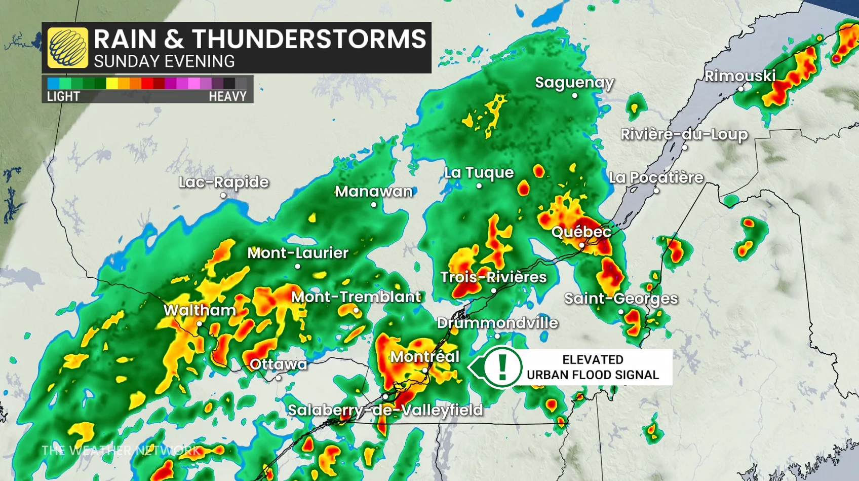 Quebec Rain Sunday Evening