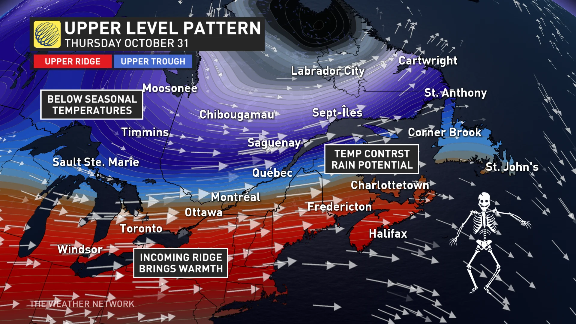 Thursday, Oct. 31, Eastern Canada upper-level pattern