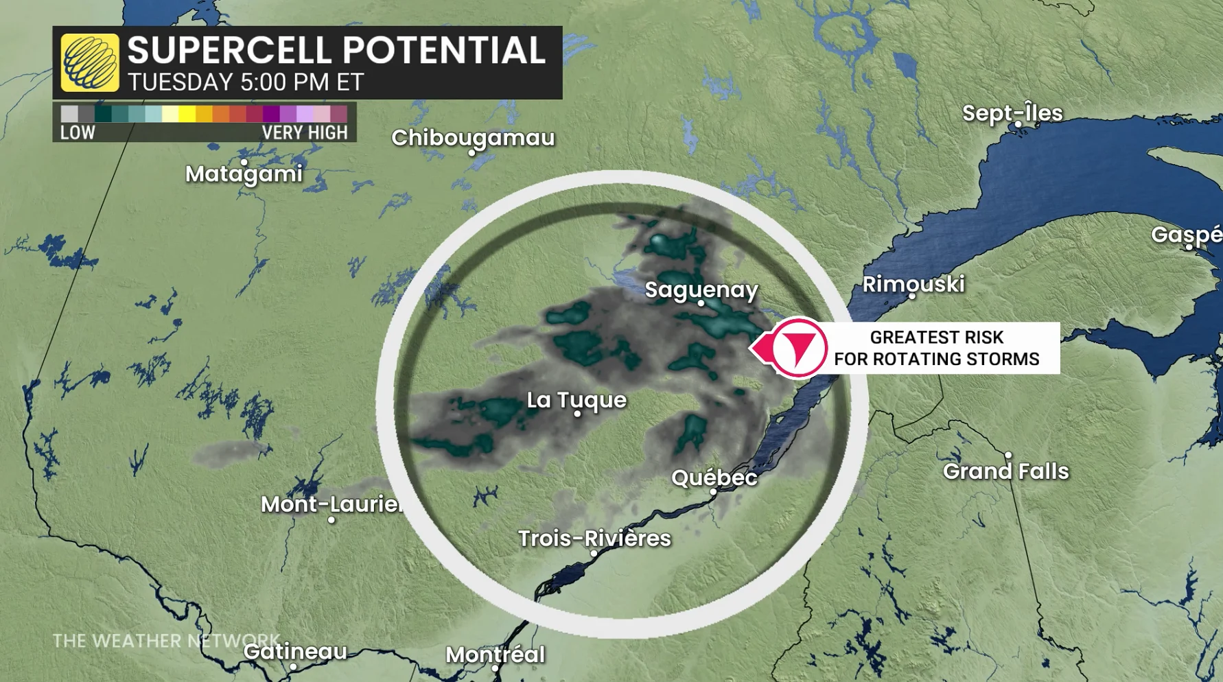 Quebec Tuesday rotating storm risk - May 26, 2026