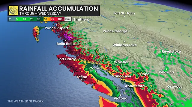 Atmospheric river has B.C. coast bracing for 80+ mm rains - The Weather ...
