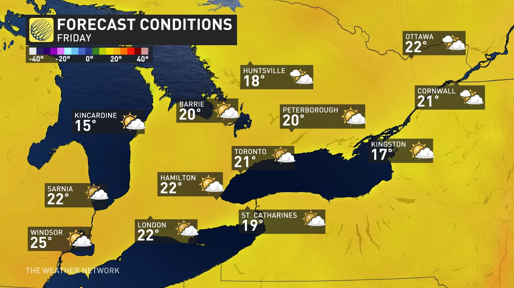 Baron - Southern Ontario Friday temperatures