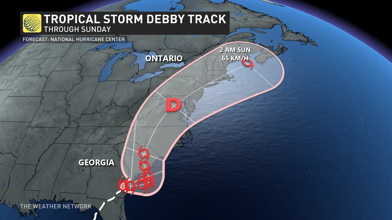 Debby storm track as of Aug 6 2024