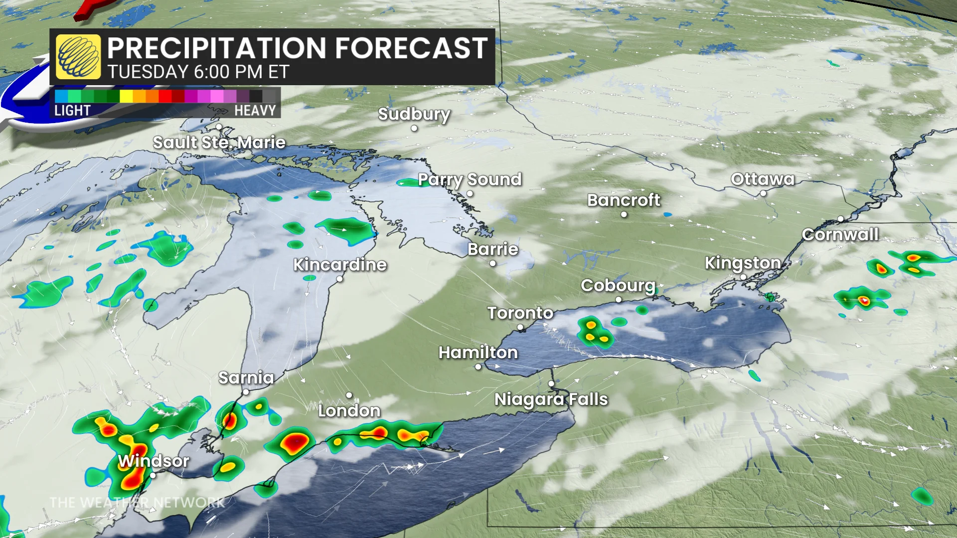 Baron - Ontario precipitation Tuesday - June24