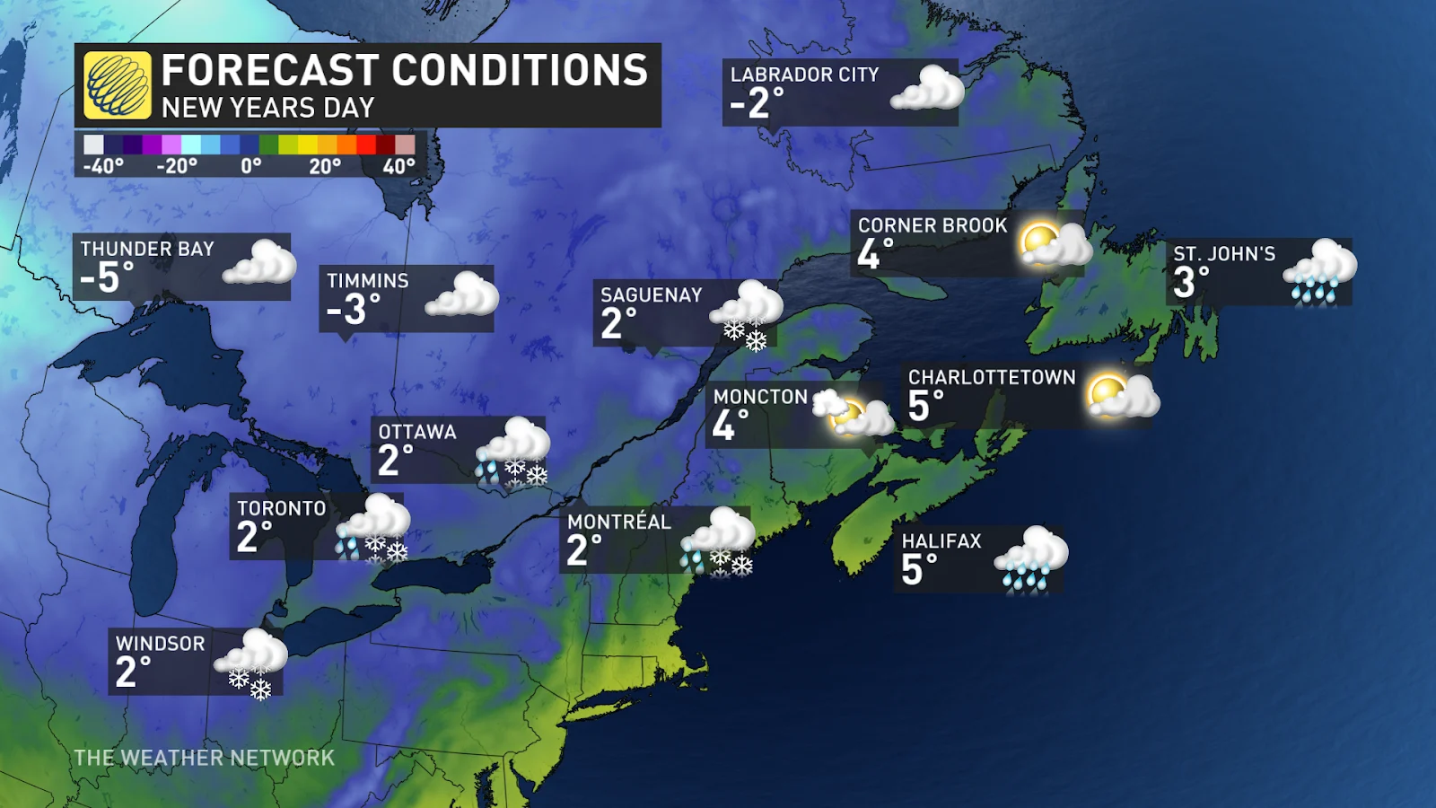 New Years Day East Forecast