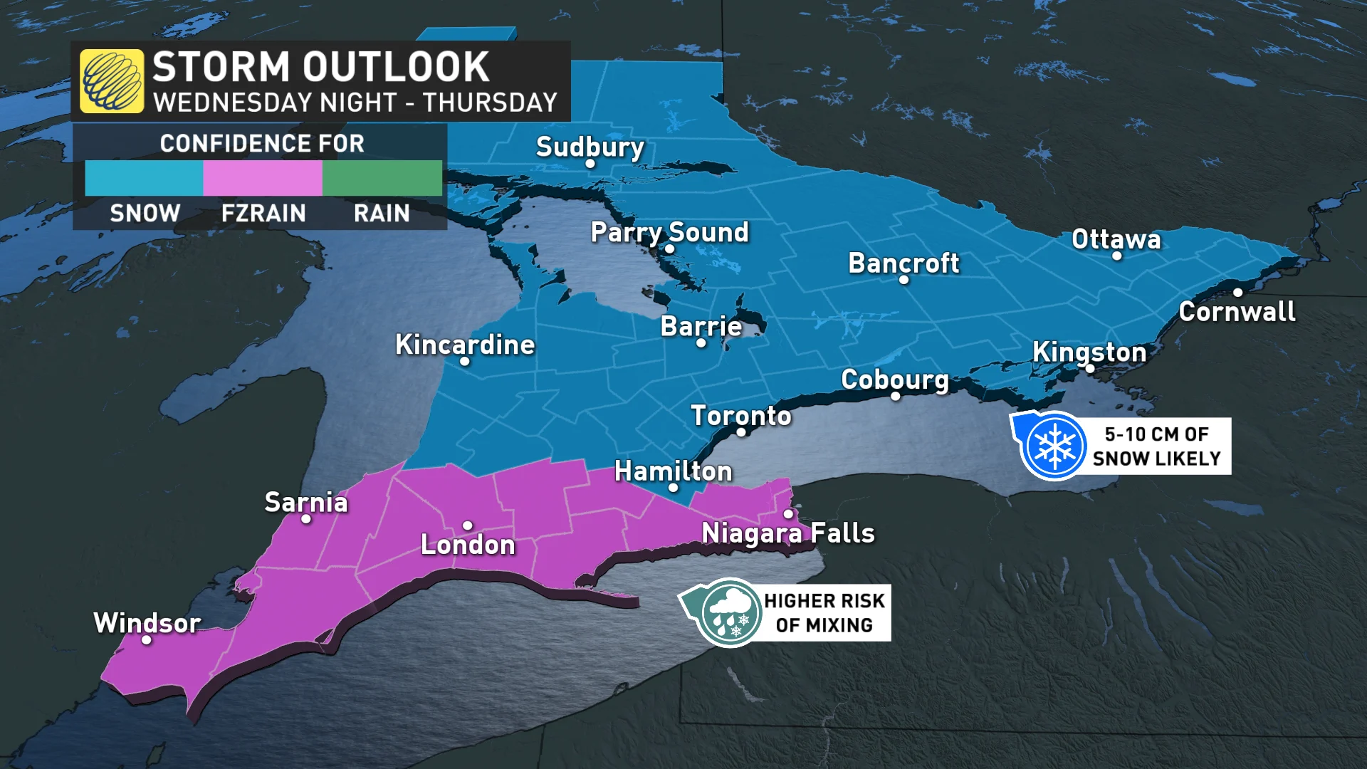 Storm outlook in Ontario Wednesday night to Thursday