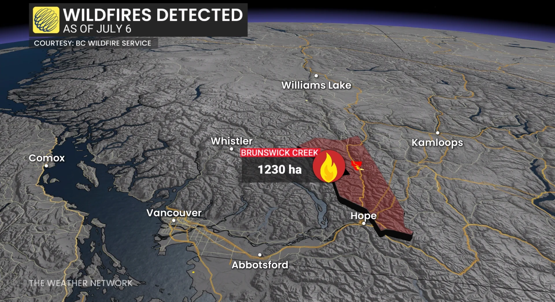 B.C. wildfires as of July 6, 2026