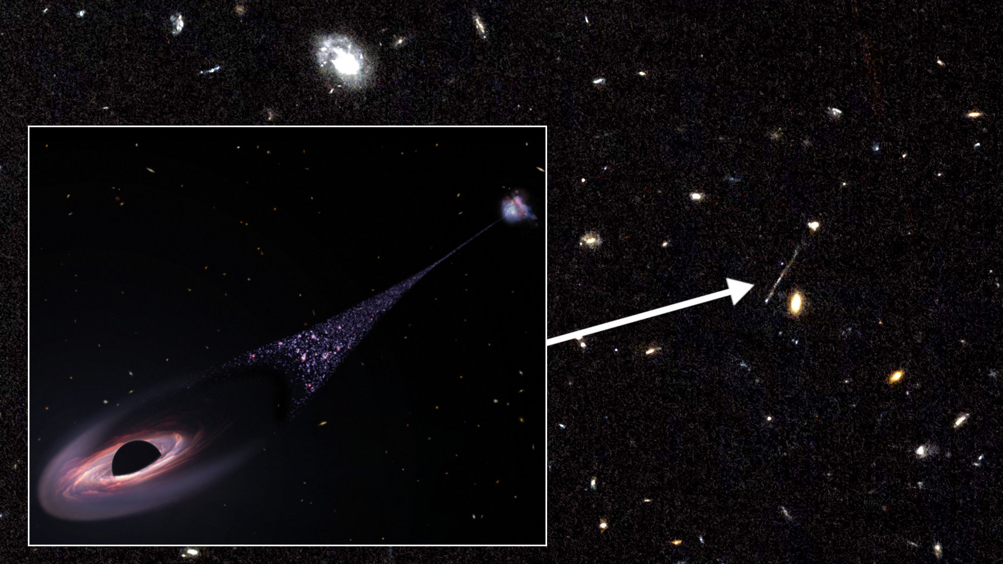 Hubble spots 'runaway' black hole leaving trail of bright stars in its ...