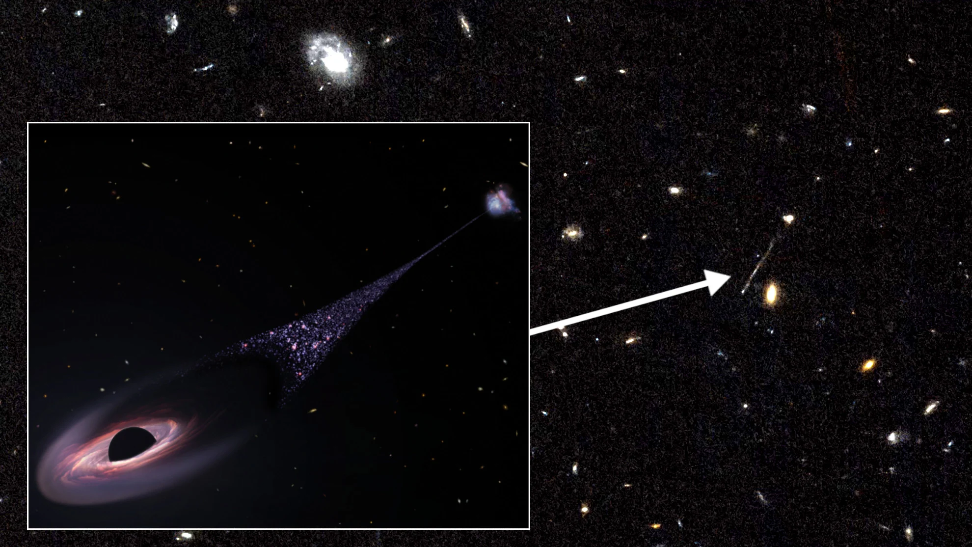 Hubble spots 'runaway' black hole leaving trail of bright stars in its wake