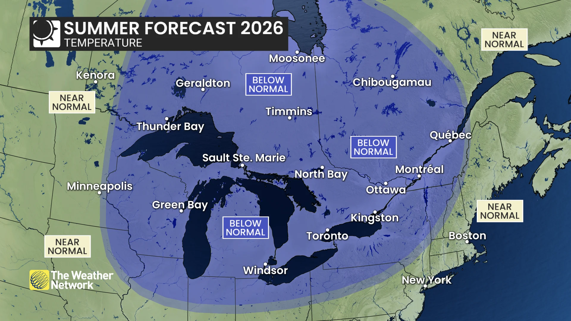 Ontario 2026 Summer Forecast: Temperature outlook