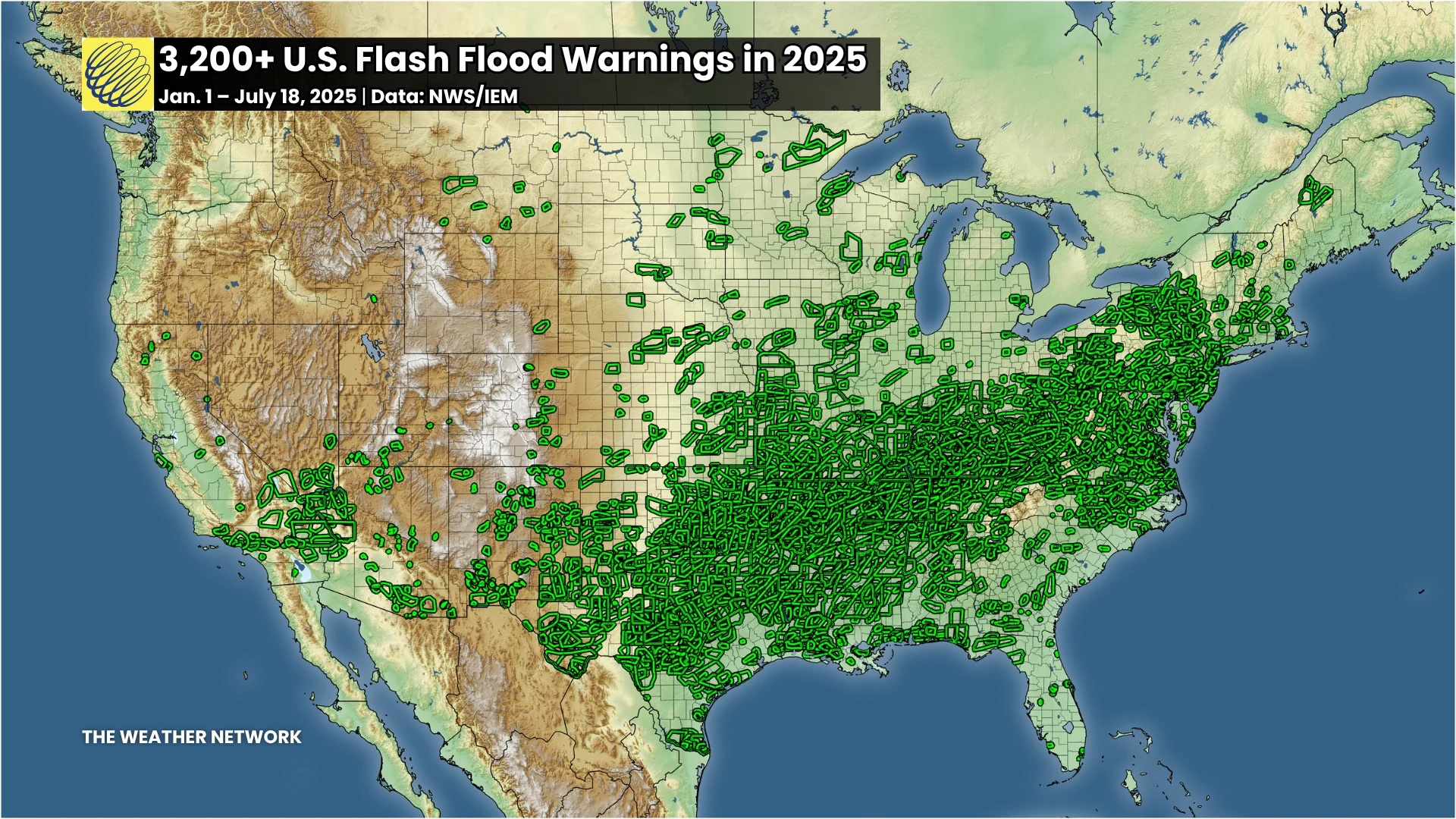 US Flash Flood Warnings Through July 18
