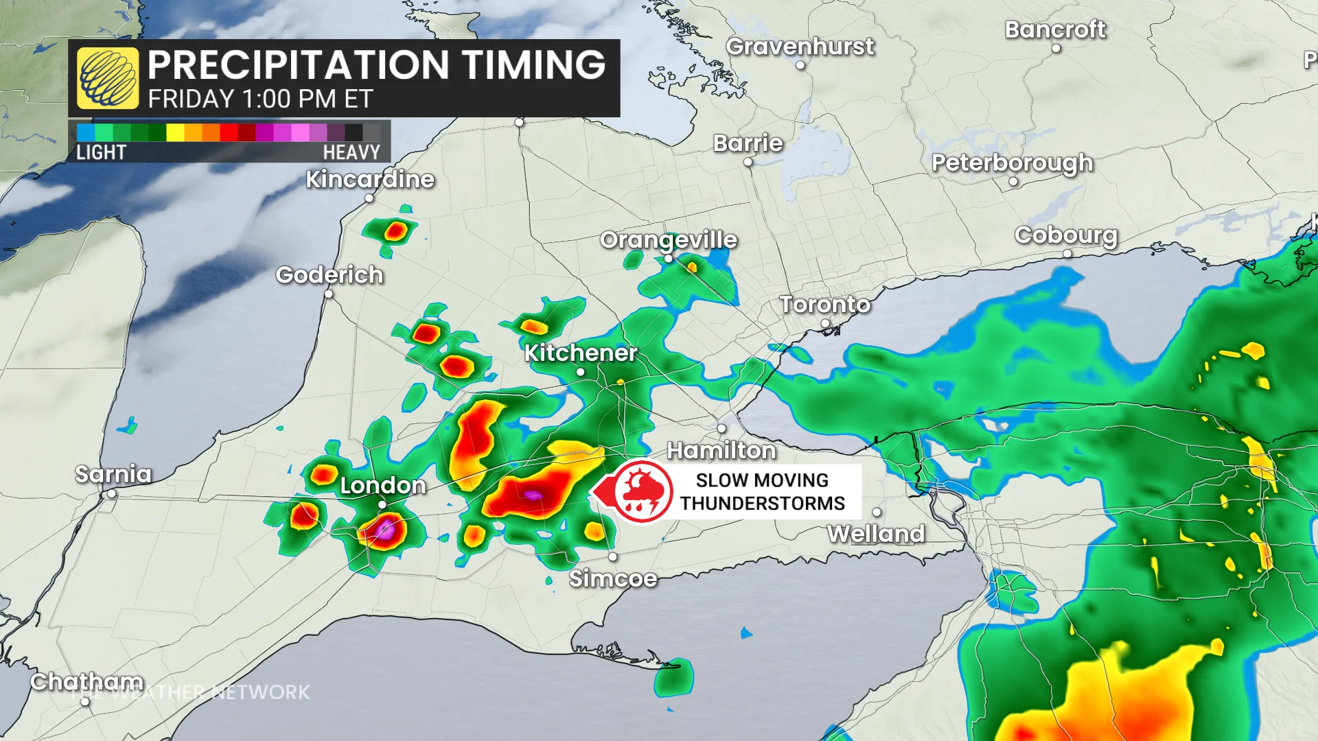 Southern Ontario slow moving thunderstorms Friday - Aug. 7, 2026