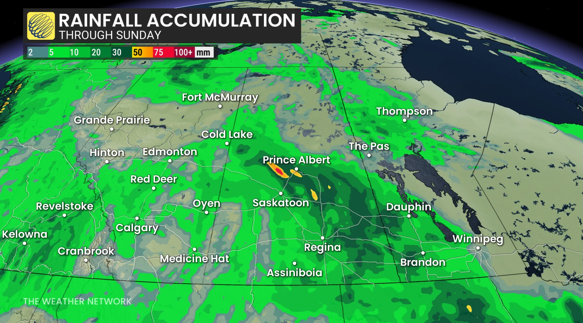 Prairies, Rain, Storm, Thunder, Manitoba, Saskatchewan, Winnipeg, Regina, August 29, 2026. (The Weather Network)