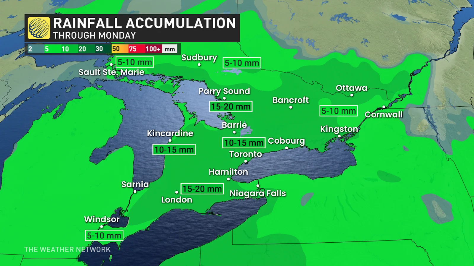 Southern Ontario forecast rainfall totals - Dec. 16, 2024
