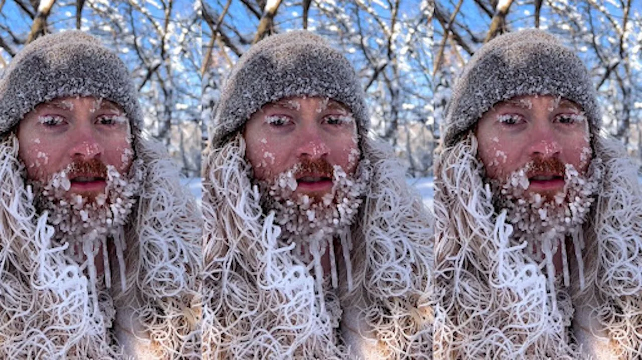 Jake Fischer frozen beard/Instagram