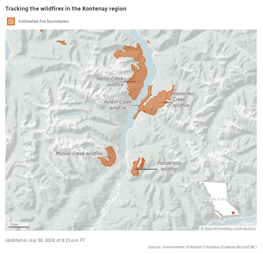 CBC - Tracking wildfires in the Kootenay region