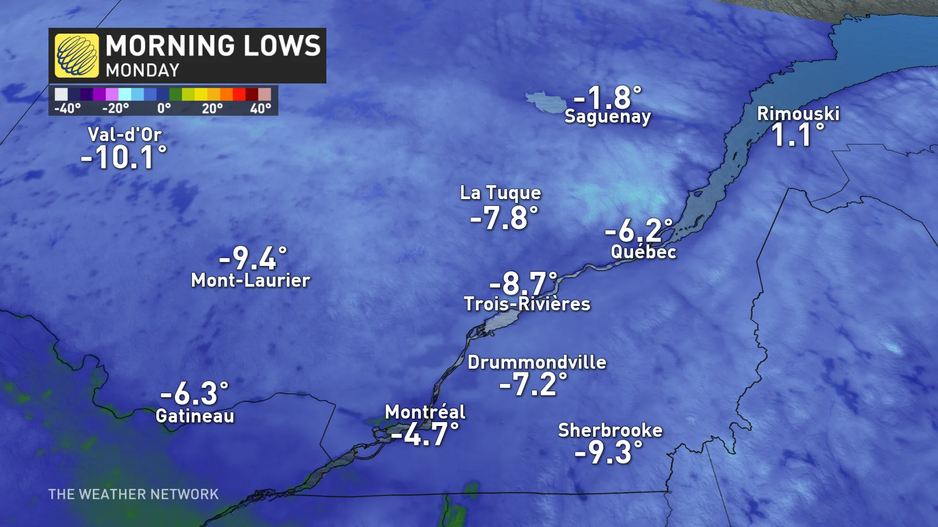 Monday morning lows Quebec