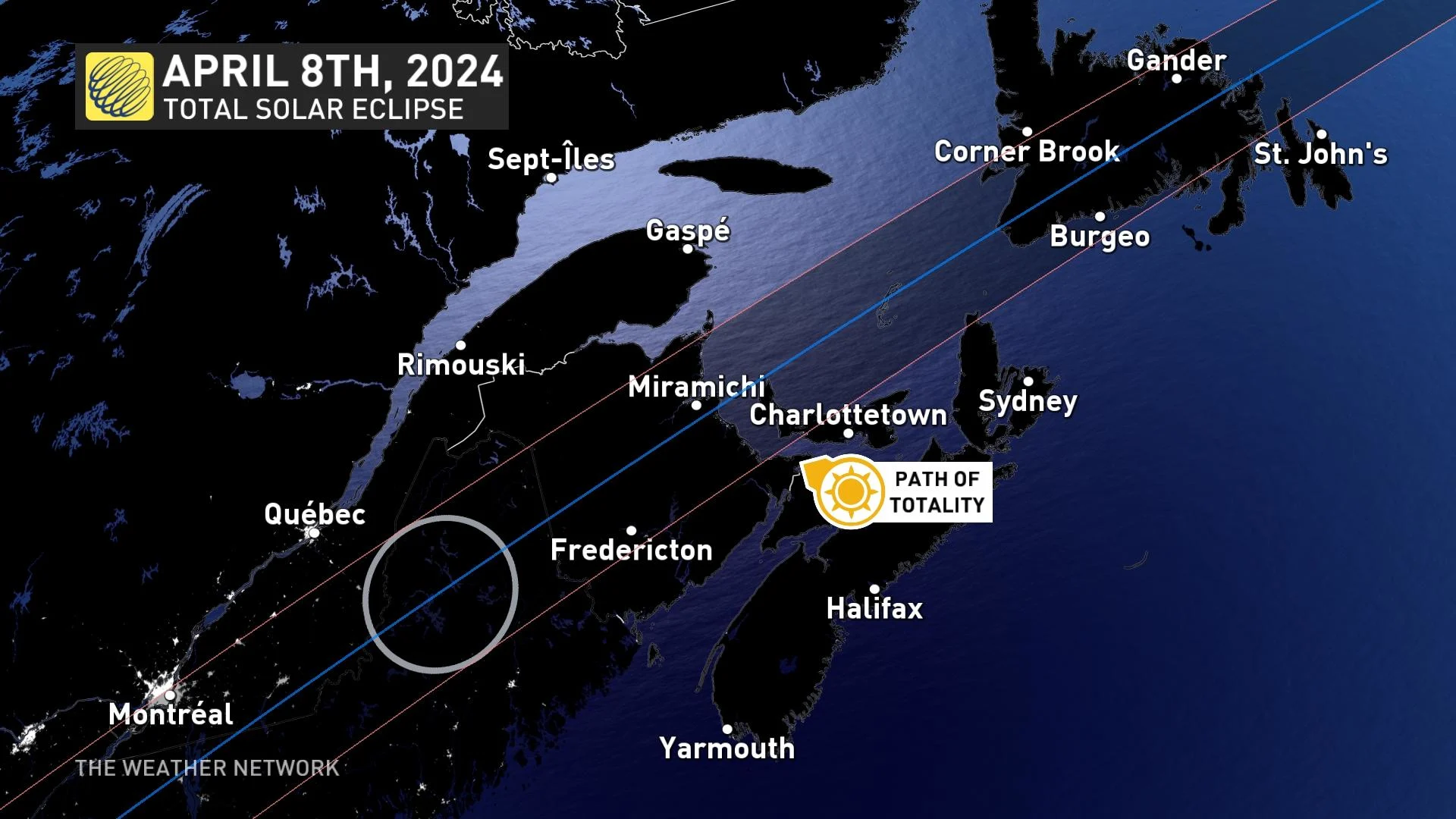 April 8 2024 Total Solar Eclipse Path Atlantic Canada (Baron)
